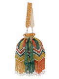 Dangle Chevron Embellished Velvet Potli