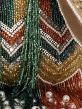 Dangle Chevron Embellished Velvet Potli