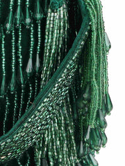 Dangle Striped Embellished Velvet Potli