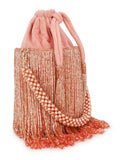 Dangle Striped Embellished Velvet Potli