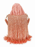 Dangle Striped Embellished Velvet Potli