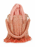 Dangle Striped Embellished Velvet Potli