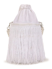 Dangle Striped Embellished Velvet Potli
