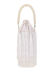 Dangle Striped Embellished Velvet Potli
