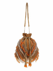 Dangle Chevron Embellished Velvet Potli
