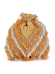 Dangle Chevron Embellished Velvet Potli