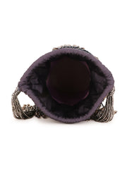Dangle Striped Embellished Velvet Potli