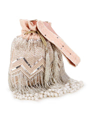 Dangle Chevron Embellished Velvet Potli