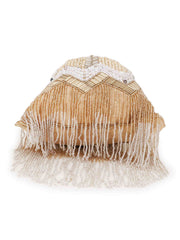 Dangle Chevron Embellished Faux Silk Potli