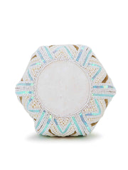 Lotus Chevron Embellished Faux Silk Potli