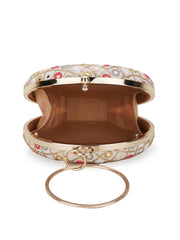 Gala Mirror Work Embellished Faux Silk Clutch