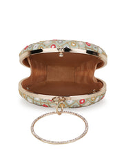 Gala Mirror Work Embellished Faux Silk Clutch