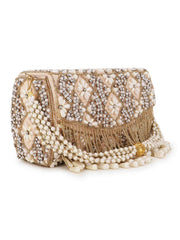 Coffer Hand work Embellished Velvet Clutch