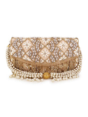Coffer Hand work Embellished Velvet Clutch