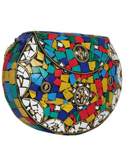 Jewel Mosaic Design Metal Work Party Clutch