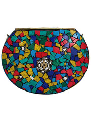 Jewel Mosaic Design Metal Work Party Clutch