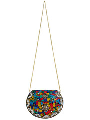 Jewel Mosaic Design Metal Work Party Clutch