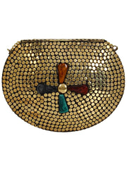 Jewel Mosaic Design Metal Work Party Clutch