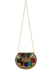 Jewel Mosaic Design Metal Work Party Clutch