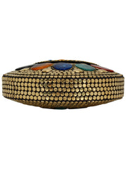 Jewel Mosaic Design Metal Work Party Clutch