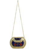 Jewel Mosaic Design Metal Work Party Clutch