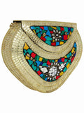 Jewel Mosaic Design Metal Work Party Clutch