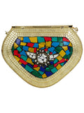 Jewel Mosaic Design Metal Work Party Clutch