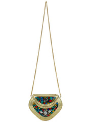 Jewel Mosaic Design Metal Work Party Clutch