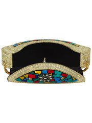 Jewel Mosaic Design Metal Work Party Clutch