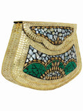 Jewel Mosaic Design Metal Work Party Clutch