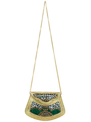 Jewel Mosaic Design Metal Work Party Clutch