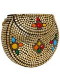 Jewel Mosaic Design Metal and Stone Work Party Clutch