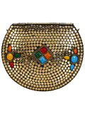 Jewel Mosaic Design Metal and Stone Work Party Clutch