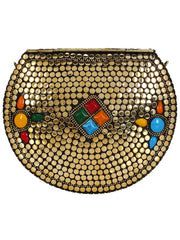 Jewel Mosaic Design Metal and Stone Work Party Clutch
