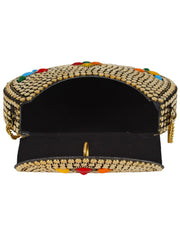 Jewel Mosaic Design Metal and Stone Work Party Clutch