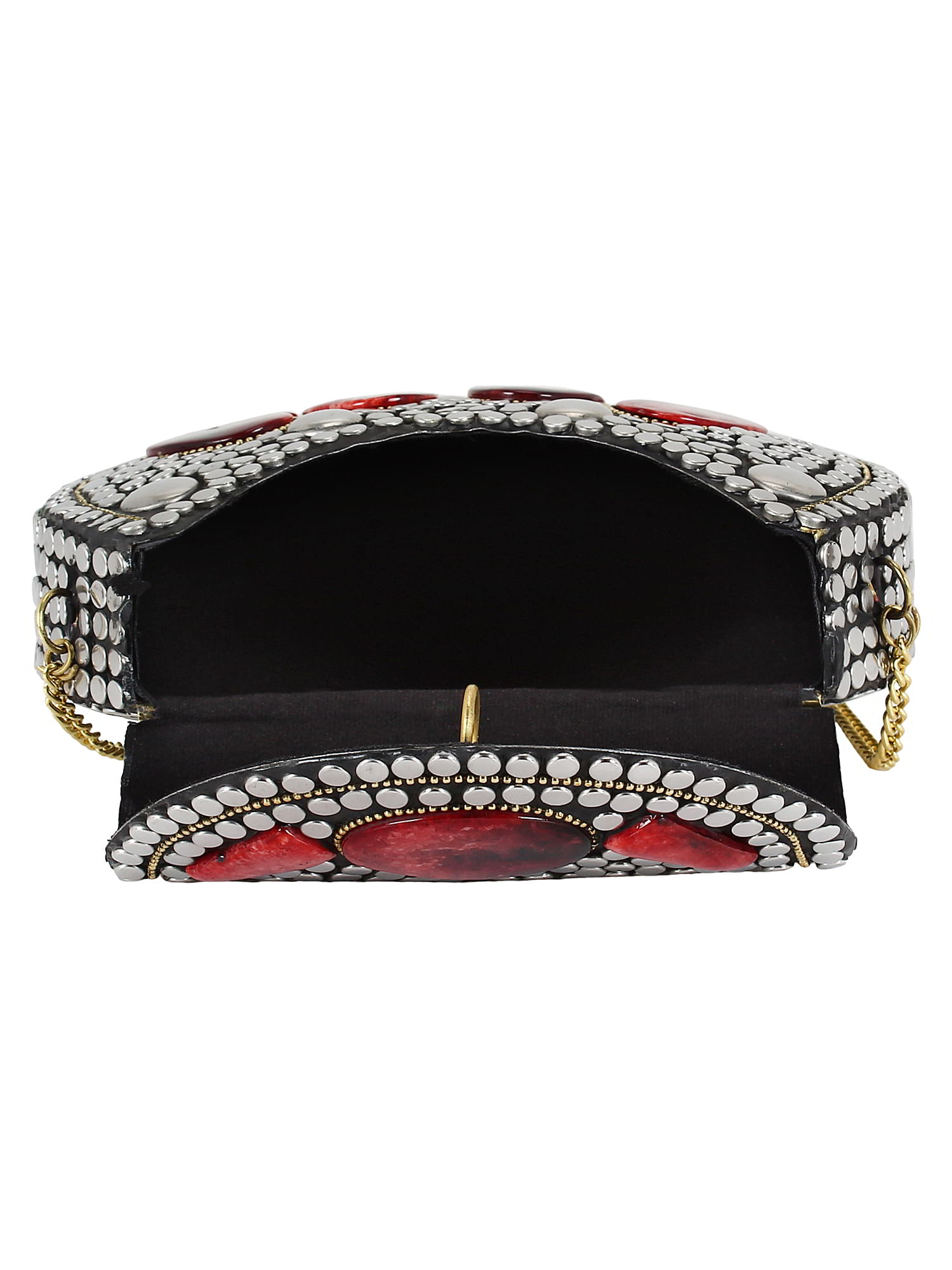 Jewel Mosaic Design Metal and Stone Work Party Clutch