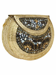 Jewel Mosaic Design Stone Work Party Clutch