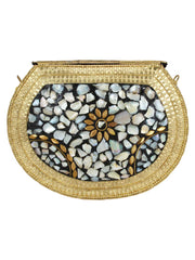 Jewel Mosaic Design Stone Work Party Clutch