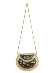 Jewel Mosaic Design Stone Work Party Clutch