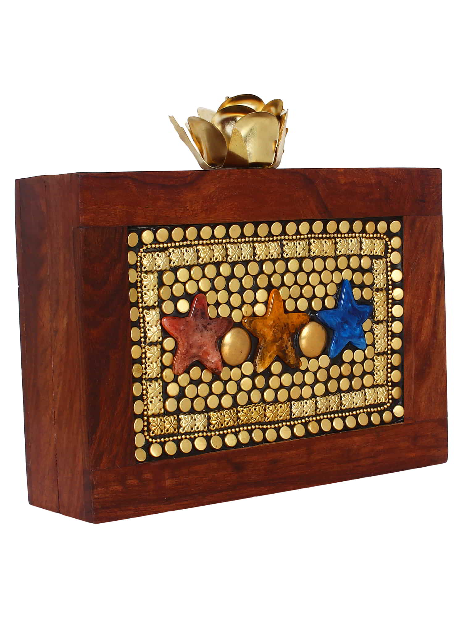 Balk Mosaic Wooden and Stone Clutch
