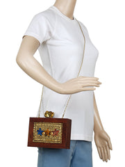 Balk Mosaic Wooden and Stone Clutch
