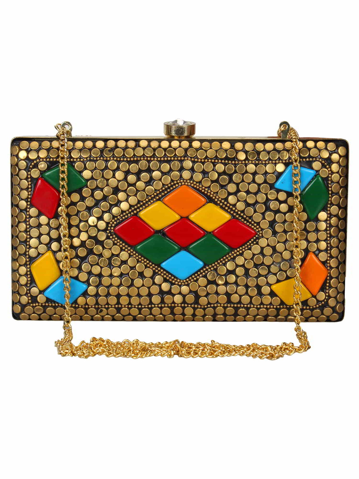 Jewel Mosaic Metal Clutch