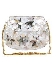 Marvelous Mosaic Metal Marble Clutch