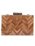 Timber Chevron Wooden Clutch