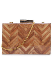 Timber Chevron Wooden Clutch