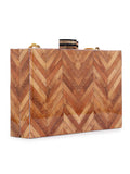 Timber Chevron Wooden Clutch