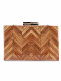 Timber Chevron Wooden Clutch