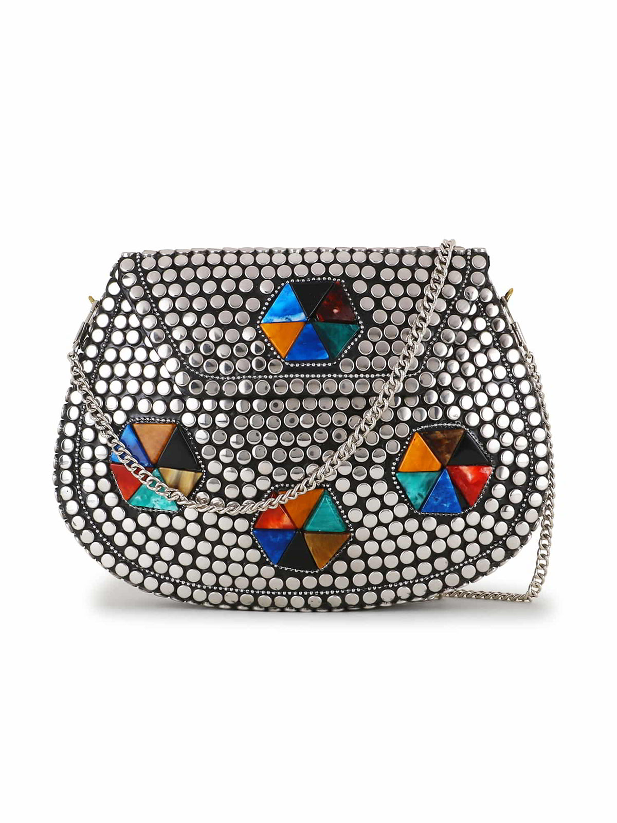 Mosaic Metal Embellished Clutch