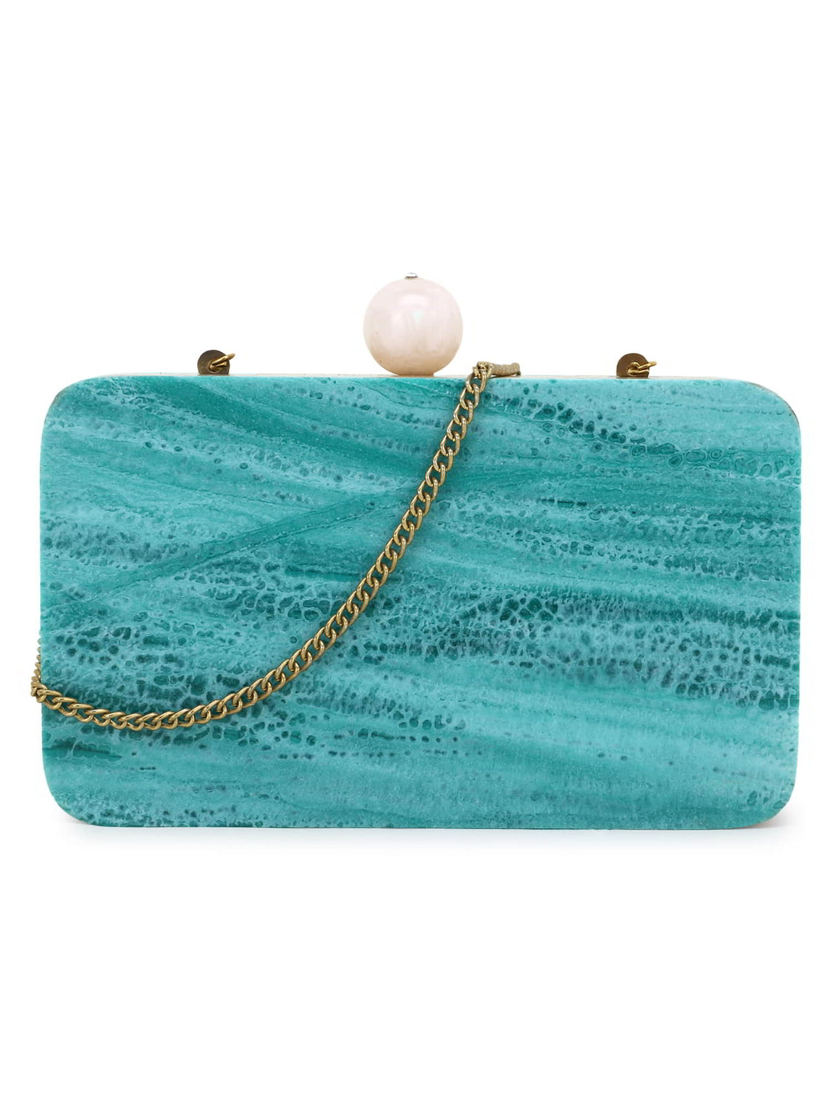 Marble Wood & Resin Box Clutch