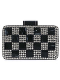 Marble Metal & Fabric Checked Box Clutch